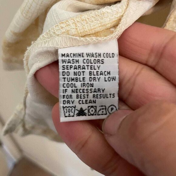 Tommy Bahama 100% Silk Button Up Shirt Yellow Tropical Leaves Aloha Camp Mens XL - Picture 7 of 7